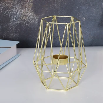  8X de Ouro Geométrica de Metal Tealight Suportes de Vela Para a Sala de estar e casa de Banho Decorações