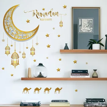  O ramadã Adesivos de Parede Lua Estrela Lanterna DIY de Parede Decal Ramadan Karim Decorações Para a Casa De 2023 Islâmica Muçulmana Mural Eid Mubarak