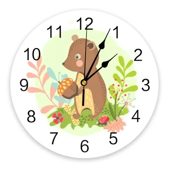  Desenho Animado Do Urso Criança Ilustração Moderna Mudo Relógio De Parede Do Escritório De Parede Decoração Home Relógio De Mesa Relógio Grande De Parede, Relógio De