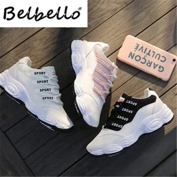  Belbello Primavera 2019 novo super quente, sapatos de desporto versão feminina da intensificação do pequeno e sapatos brancos, do turismo de lazer sapatos conselho J16