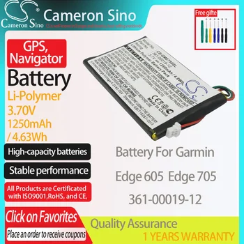  CameronSino Bateria para Garmin Edge 605 Edge 705 cabe Garmin 361-00019-12 GPS, Navegador bateria 1250mAh 3.70 V Li-Polímero Preto