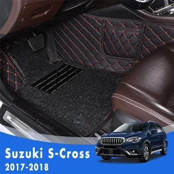  Para Suzuki S-Cross SCROSS 2018 2017 Luxo de Camada Dupla, Laço de Fio de Carro Tapetes Auto Tapetes Personalizados Cobre Estilo Proteger