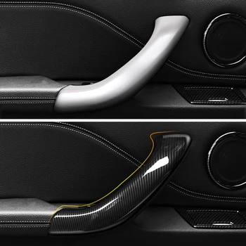  Para o BMW X1 F48 2016 2017 2018 4pcs/set ABS Cromado / Fibra de Carbono Textura Porta do Carro Lidar com apoio de Braço Capa