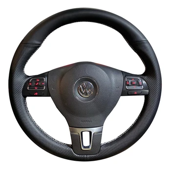  Carro Volante Trança Capa Personalizada de couro Genuíno Para a Volkswagen VW Golf 4 Passat B5 1996-2015 Polo, Seat Leon 1999-2015