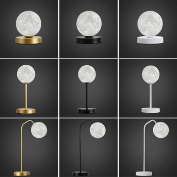  Nórdicos Conduziu a Lâmpadas de Tabela Criativas de Impressão 3D Lua Lâmpadas Para o quarto Luz de Cabeceira Mesa de Estudo Decoração de Lâmpada de Mesa Decoração G9 a Luz da Noite