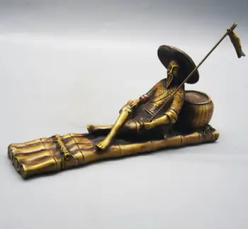  China bronze Jiang Taigong pesca artesanal estátua