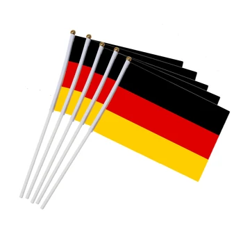  Alemão bandeira 14 * 21 CM. poliéster bandeira.mão acenando bandeiras pulmões. alemanha bandeira Decoração de Casa 10pcs/pack