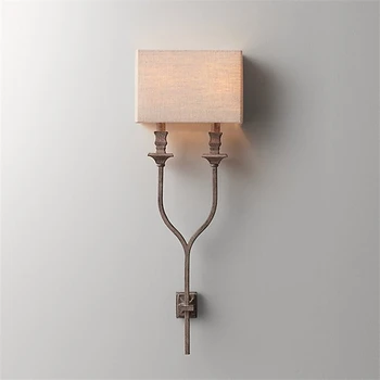  Francês vintage ferro tecido lâmpadas de parede loft quarto de cabeceira lâmpada E14 sala de estar, corredor de arandelas de parede luzes designer de luminárias