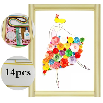  16 colorido Folhos de Papel Craft Kits 14Pcs conjunto de Ferramenta de Laminação de Tiras DIY Coleção Decoração da Casa do Artesanato dançarinos 3 de Decoração