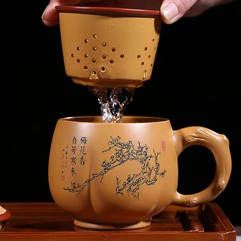  autêntica yixing zisha duan argila caneca copo artesanal xícara de chá com infusor de copos de dentro de marcado o kung fu Chinês office xícara de chá de novo
