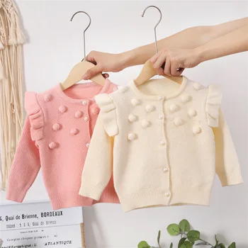  O bebê Meninas Doces Suéter de Tricô Cardigan Feminino Tesouro Doce Novo Revestimento de Cor para Crianças Blusas Crianças
