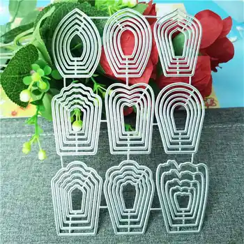  9pcs Diferentes Flores de Pétalas de Metal cortantes (Stencil Modelo para DIY em Relevo o Papel Álbum de Cartões de Fazer Morre