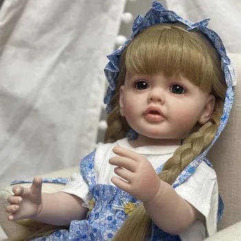  De 22 Polegadas de Corpo Inteiro de Vinil Pintado Realistas Renascer Betty Artesanal Enraizada Mohair Bebe Reborn boneca muñecas renascer