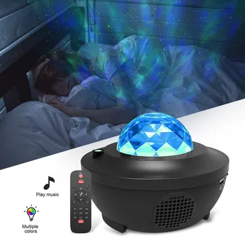  Led Coloridas Projetor Céu Estrelado da Noite de Luz BT USB compatível com o Controle de Voz do Leitor de Música infantil Romântico Galaxy Lâmpada de Projeção
