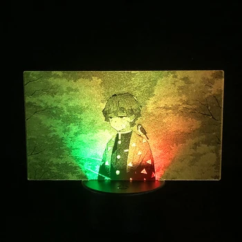  Bicolor Anime Luz da Noite Acrílico Led Slayer Agatsuma Zenitsu Figura Kimetsu Yaiba Lâmpada para Crianças de Criança Quarto Decoração Presente Legal