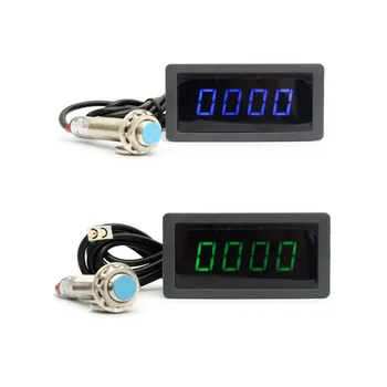  1/2pcs 4 Digital LED blue (Azul LED Verde Tacômetro Medidor de RPM Medidor de Velocidade+Hall, sensor de Proximidade, Sensor NPN 12V
