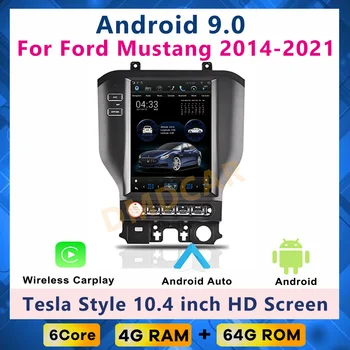 10.4 polegadas Android Rádio do Carro para Ford Mustang Touchscreen Tesla Estilo Player de Multimídia de Navegação Bluetooth Carplay 4G+wi-Fi