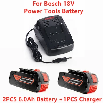  100% Original 18V 6000mAh Recarregável para Bosch 18V 6.0 Ah Backup de Bateria Portátil Substituição BAT609 Luz Indicadora+Carregador