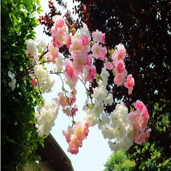  20pcs Artificial Flor de Cerejeira Ramo de Flores Pendurado na Parede Sakura 150cm De Casamento Centrais Artificial Flores Decorativas
