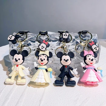  Disney Mickey Mouse Chaveiros Kawaii Cartoon Figura Chaveiro Minnie Chave Da Cadeia De Carro Bag Duplo Pingente Ornamento Chave Anel De Presente Das Crianças