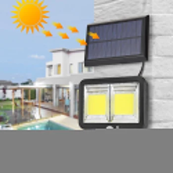  DIODO emissor de luz IP65 Solar Parede de Luz de Controle Remoto Humanos Sensor de Movimento da Lâmpada Exterior do Jardim Solar Amarração do Diodo emissor de Luz Solar da Parede da Luz