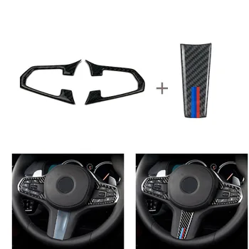  1Set de Fibra de Carbono, Volante Botões Adesivos Adesivo Guarnição de Decalque Para BMW Série 5 G30 G38, X3 G01 G08 Novo