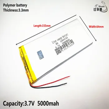  Litro de energia, bateria de Boa Qulity 3,7 V,5000mAH 3364155 de Polímero de lítio ion / Li-íon da bateria para o pc da tabuleta do BANCO,GPS,mp3,mp4