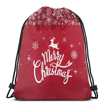 MerryChristmas cartoon shopping de lazer ao ar livre fitness saco de desporto pacote do bolso homens e mulheres universal puxe a corda da mochila