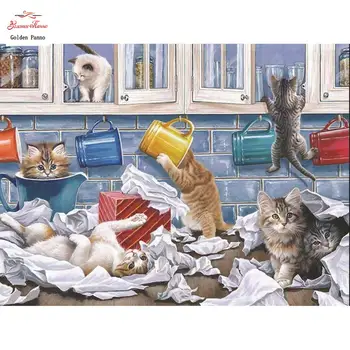  Bordado de diamante venda de gato pintura strass mosaico mosaico cozinha artesanal presente