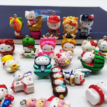  Bandai 1pcs Crianças Presentes Mini Estatueta Hellokitty Chave de Cadeia Pingente de Decoração Boneca Bonito Modelo de Brinquedos 2cm