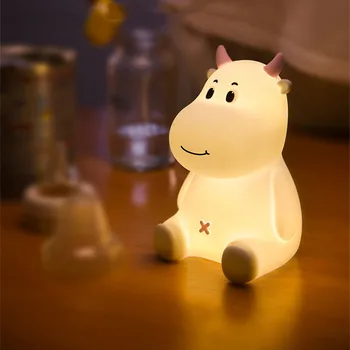  USB Recarregável Luz da Noite Gado de Silicone Noite, as Luzes de Sensor de Toque Quarto de Cabeceira Lâmpada Quente Luz do RGB Para Crianças de Presente do Bebê