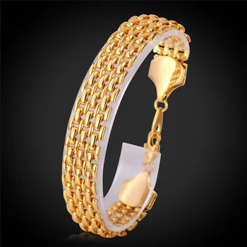  Forme o Bracelete da Jóia Para WomenMen Ouro Amarelo Cor de 20 centímetros de comprimento 10mm Largura de Malha de elos Pulseiras H5172