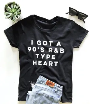  Skuggnas eu TENHO UM 90 R&B TIPO de CORAÇÃO T-Shirt de Verão de 90 Mulheres Tumblr Algodão T-Shirt estética harajuku grunge unisex Tops
