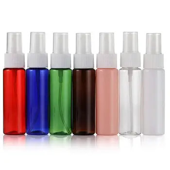  50pcs/monte 30ml 1oz de plástico coloridos do pulverizador da névoa garrafa e branco 24/410 fina névoa de pulverização para embalagens de cosméticos