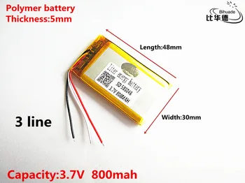  3 linha de Qulity Bom 3,7 V,800mAH,503048 de Polímero de lítio ion / Li-íon da bateria para o BRINQUEDO,BANCO de POTÊNCIA,GPS,mp3,mp4