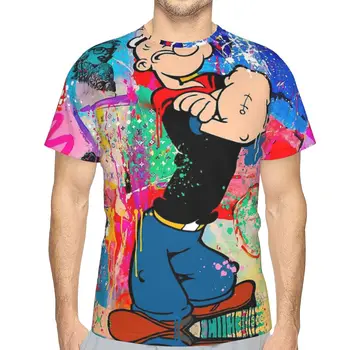  Popeye The Sailor Man Cartoon Camiseta para os Homens Olá Clássico Básico Casual Tee Fino T-Shirt Novidade Solto