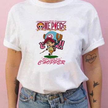  2023 Novo Estilo de Camiseta Mulheres, Uma Peça de Moda de Impressão Estética T-Shirt de desenhos animados Tony Chopper Casual Street Tops de Manga da t-shirt Femme