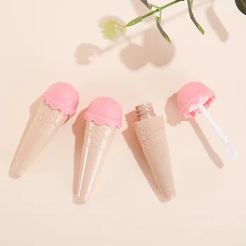  8ml Brilho Labial Garrafa Lip Glaze Tubo Vazio-de-Rosa de sorvete de Cone de Plástico DIY Gloss Tubo de Embalagem Recipiente com Rolha