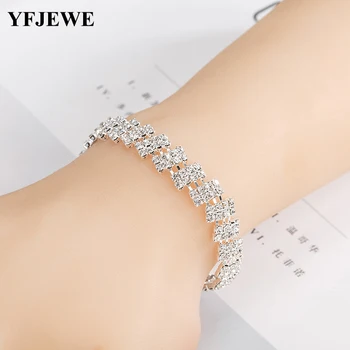  YFJEWE 2018 Nova Moda Moda Crystal Bracelet Para as Mulheres Simples, o Charme do Estilo Bracelete da Jóia de Presente de Presentes de Casamento por Atacado B229