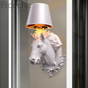  Nordic Criativo Cavalo de Cabeça de Lâmpada de Parede Moderna, Simples Candeeiro de Parede Sala Quarto Corredor arte de Decoração de Luminária Luminária led